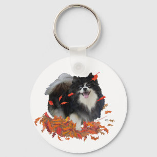 Pomeranian in Autumn Keychain