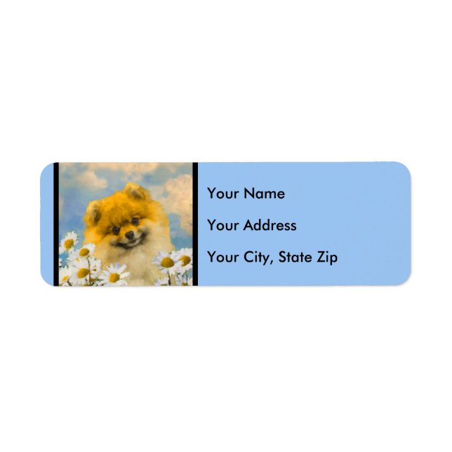 Pomeranian in Daisies Painting - Original Dog Art (Front)