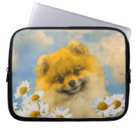 Pomeranian in Daisies Painting - Original Dog Art
