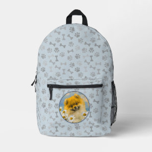 Pomeranian in Daisies Painting - Original Dog Art Printed Backpack