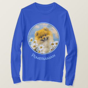 Pomeranian in Daisies Painting - Original Dog Art T-Shirt