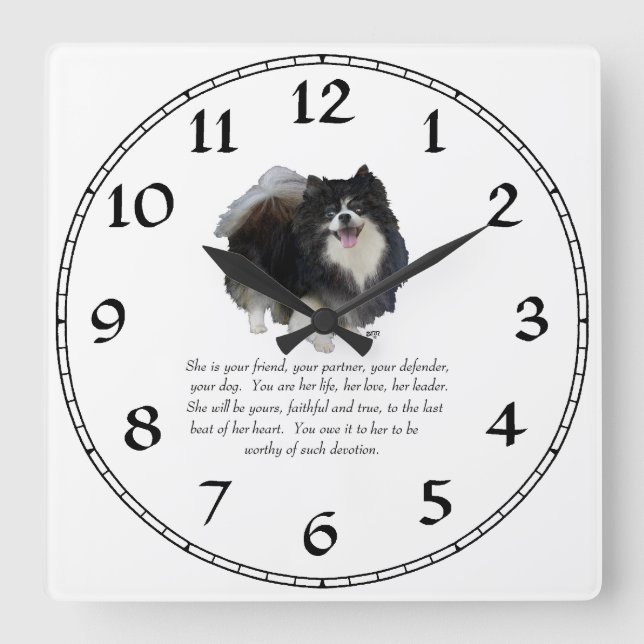 Pomeranian Keepsake Female Square Wall Clock (Front)