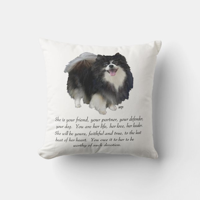 Pomeranian Keepsake Female Throw Pillow (Front)