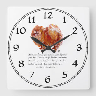Pomeranian Keepsake Male Square Wall Clock