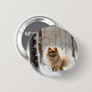 Pomeranian Let It Snow Christmas 2 Inch Round Button