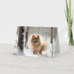 Pomeranian Let It Snow Christmas Card