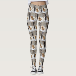 Pomeranian Let It Snow Christmas Leggings
