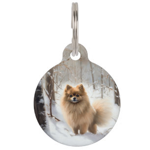 Pomeranian Let It Snow Christmas Pet Tag