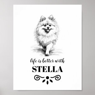 Pomeranian Life is better with Custom Dog Name Poster