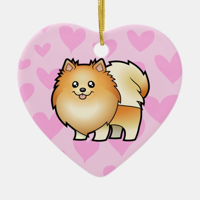 Pomeranian Love (add your own message) Ceramic Ornament (Front)