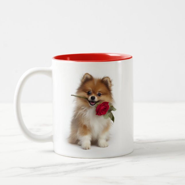Pomeranian Love Two-Tone Coffee Mug (Left)