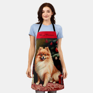 Pomeranian Merry Christmas Apron