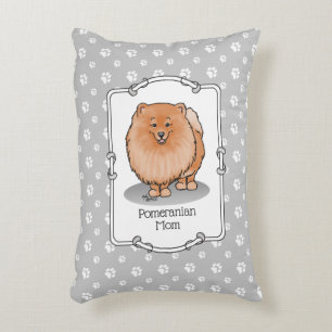 Pomeranian Mom Pom Mom (orange red) Cute Dog Mom Accent Pillow