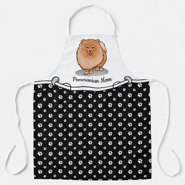 Pomeranian Mom Pom Mom (orange red) Cute Dog Mom Apron (Front)
