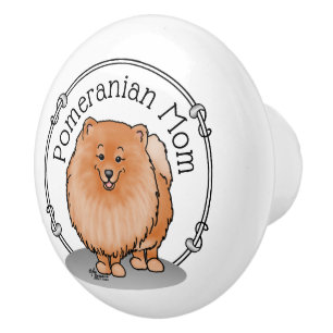 Pomeranian Mom Pom Mom (orange red) Cute Dog Mom Ceramic Knob