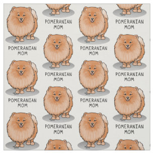 Pomeranian Mom Pom Mom (orange red) Cute Dog Mom Fabric