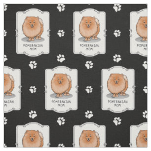 Pomeranian Mom Pom Mom (orange red) Cute Dog Mom Fabric