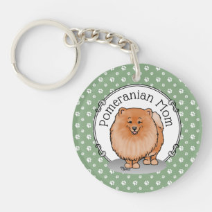Pomeranian Mom Pom Mom (orange red) Cute Dog Mom Keychain