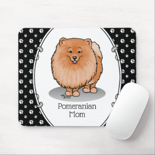 Pomeranian Mom Pom Mom (orange red) Cute Dog Mom Mouse Pad