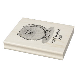 Pomeranian Mom Pom Mom (orange red) Cute Dog Mom Rubber Stamp