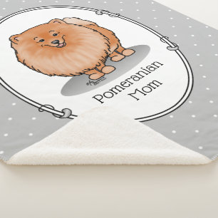Pomeranian Mom Pom Mom (orange red) Cute Dog Mom Sherpa Blanket
