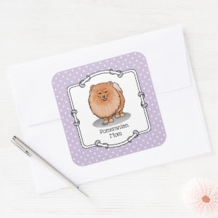 Pomeranian Mom Pom Mom (orange red) Cute Dog Mom Square Sticker