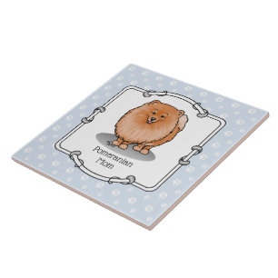 Pomeranian Mom Pom Mom (orange red) Cute Dog Mom Tile