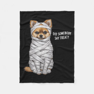 Pomeranian Mummy Halloween Dog Fleece Blanket