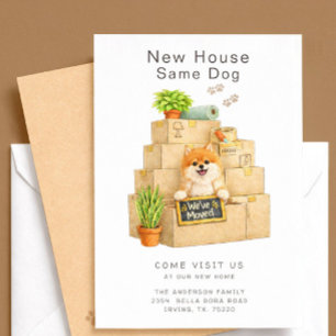 Pomeranian New House Moving Announcement