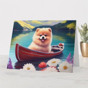 Pomeranian on a Paddle: A Scenic Adventure Card