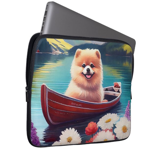 Pomeranian on a Paddle: A Scenic Adventure Laptop Sleeve (Front Right)