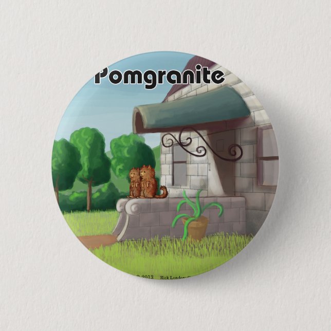 Pomeranian On Granite (Pomegranite) Funny 2 Inch Round Button (Front)