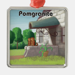 Pomeranian On Granite (Pomegranite) Funny Metal Ornament