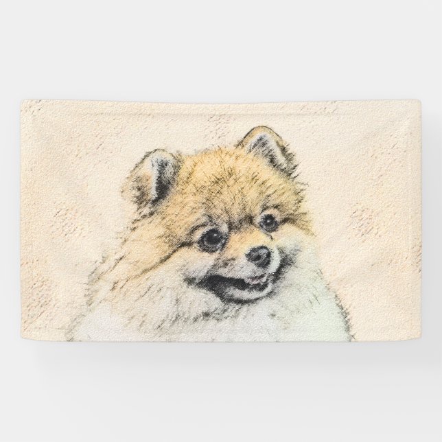 Pomeranian (Orange) Painting - Original Dog Art Banner (Horizontal)