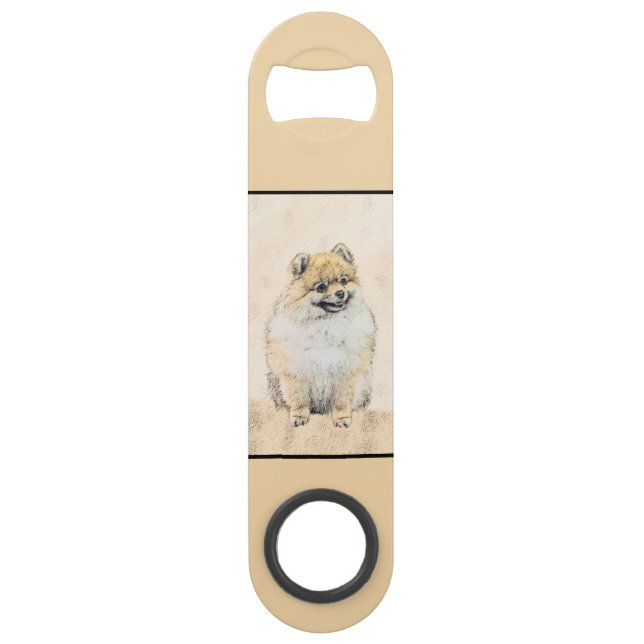 Pomeranian (Orange) Painting - Original Dog Art Bar Key (Back)