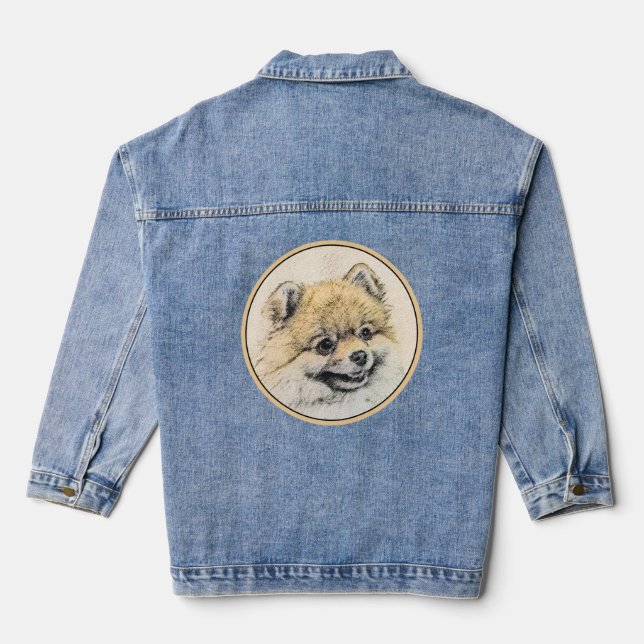 Pomeranian (Orange) Painting - Original Dog Art Denim Jacket (Back)