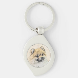 Pomeranian (Orange) Painting - Original Dog Art Keychain