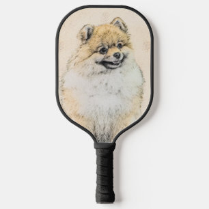 Pomeranian (Orange) Painting - Original Dog Art Pickleball Paddle