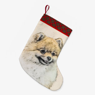 Pomeranian (Orange) Painting - Original Dog Art Small Christmas Stocking