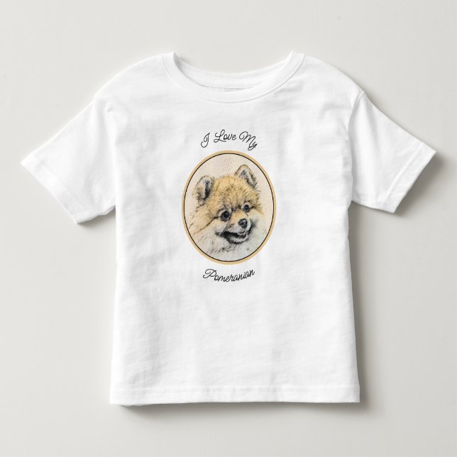 Pomeranian (Orange) Painting - Original Dog Art Toddler T-shirt (Front)