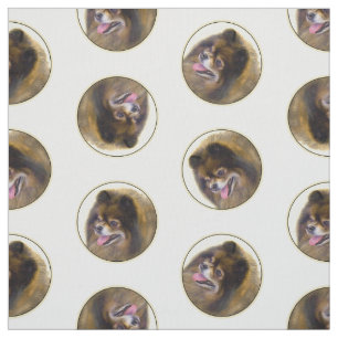 Pomeranian Painting Orange Sable Original Dog Art Fabric