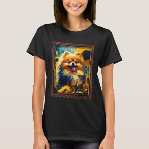 Pomeranian Painting Sunflower Flower Mom Women Flo T-Shirt