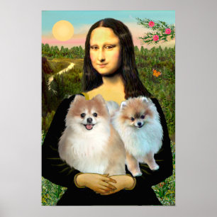 Pomeranian Pair 3 - Mona Lisa Poster