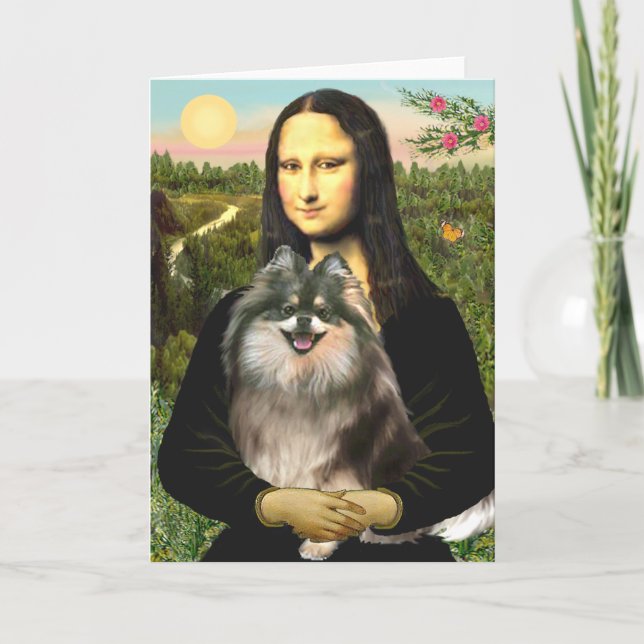Pomeranian (parti) - Mona Lisa Card (Front)