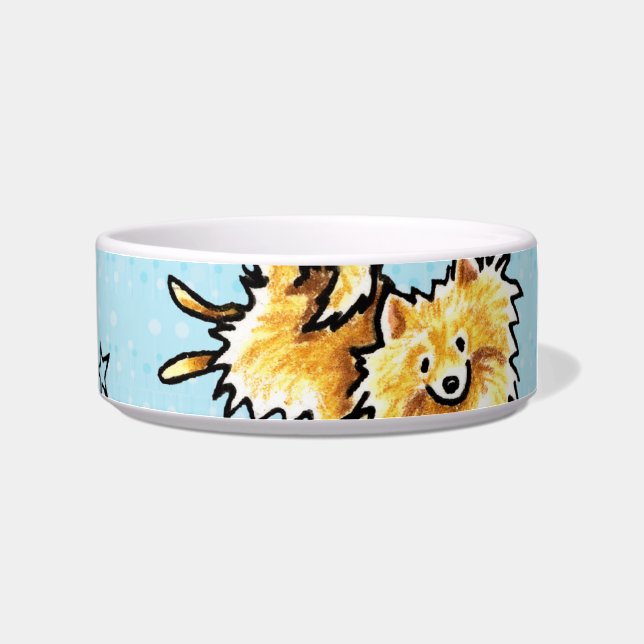 Pomeranian Pattern Baby Blue Bowl (Right)