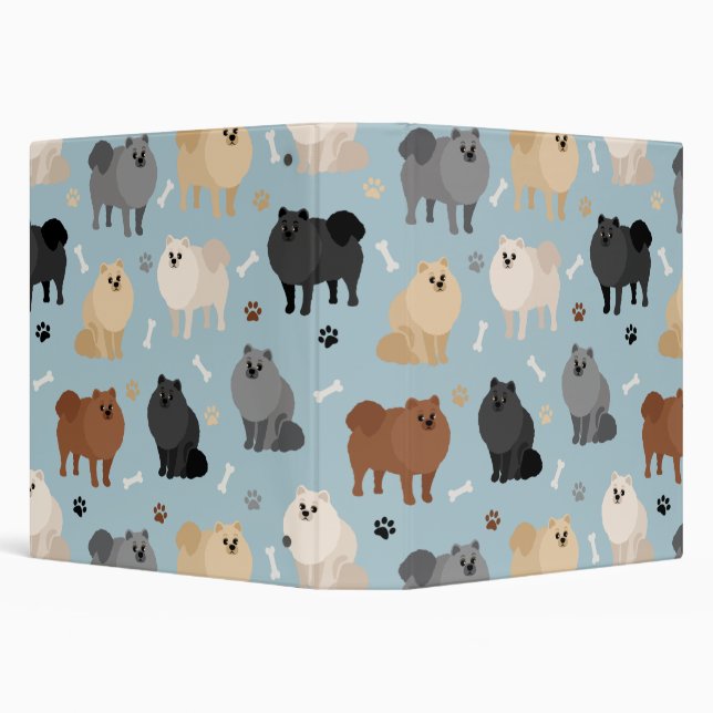 Pomeranian Paw-prints and Dog Bones Binder (Background)