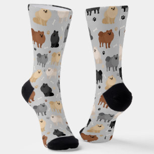 Pomeranian Paw-prints and Dog Bones Socks