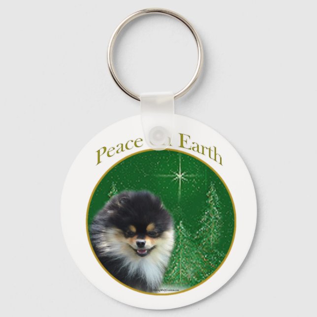Pomeranian Peace Keychain (Front)