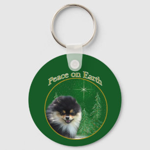 Pomeranian Peace Keychain