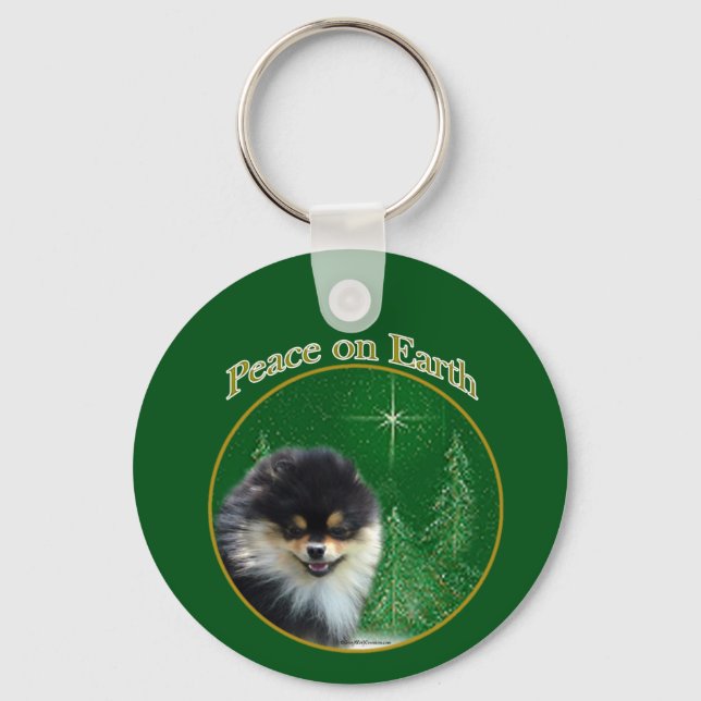 Pomeranian Peace Keychain (Front)